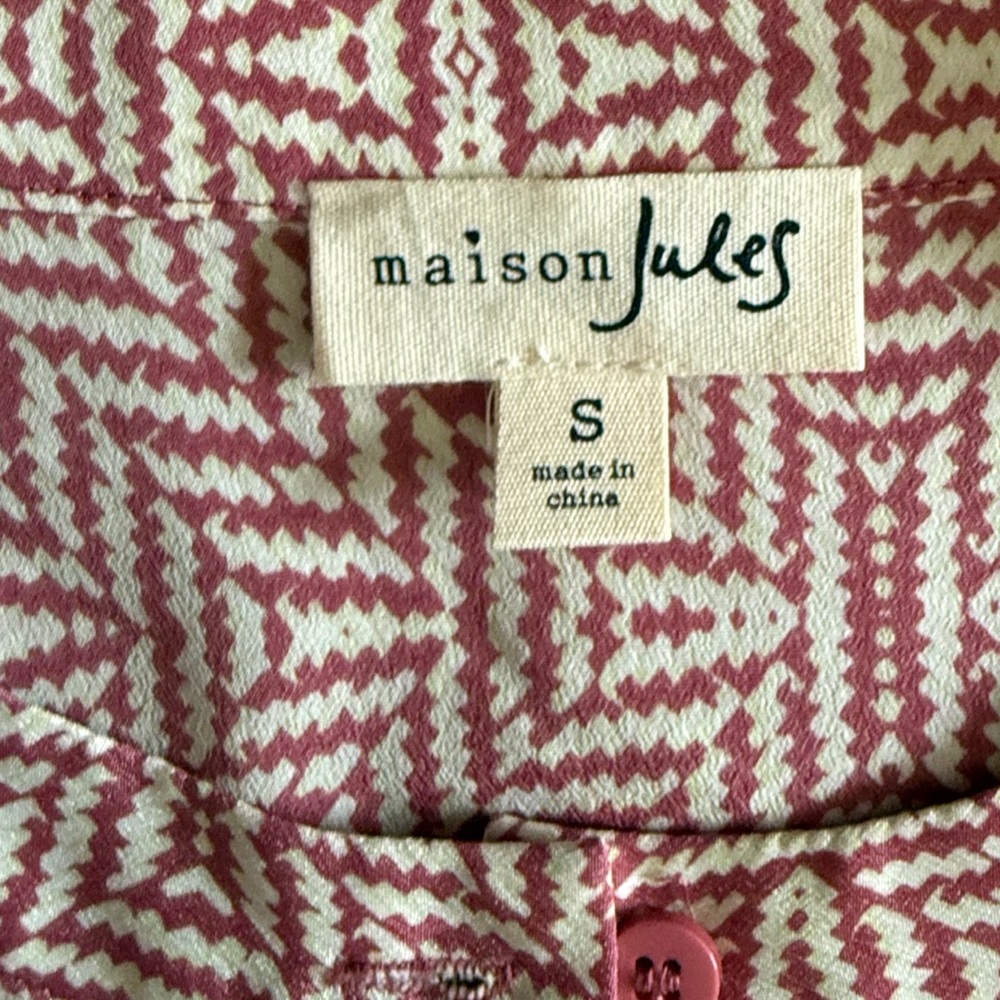 Maison Jules Dusty Rose Long-Sleeve V-Neck Button Dress - Picture 5 of 6